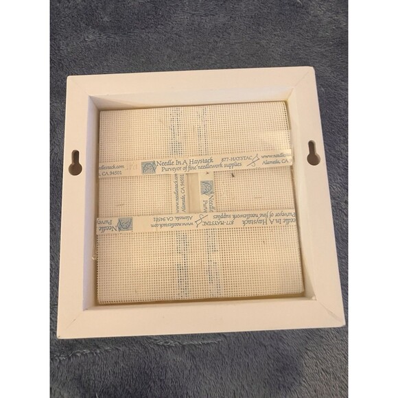 Finished Framed Cross Stitch Piece 4" x 4" Tulip Garden Farmhouse Cottage Core - Picture 2 of 6